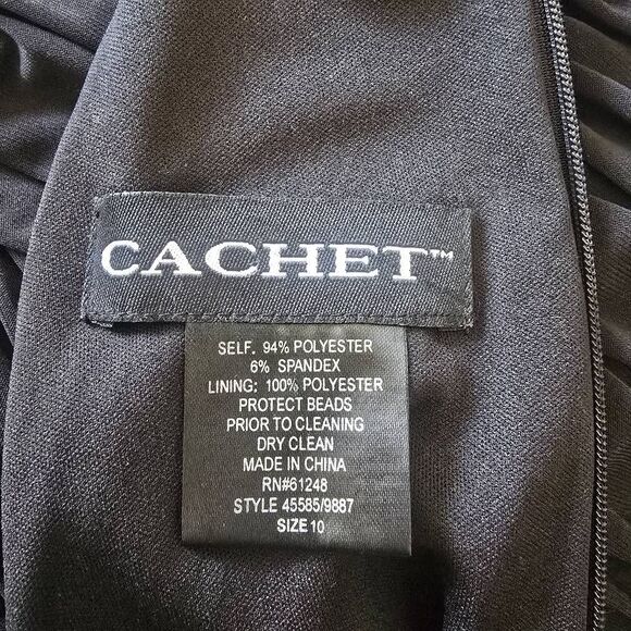 Cachet Vtg. Blk Ruched Waist, Sequin Neck Halter Dress, A Line Skirt, NWT, SZ.10 - Picture 7 of 9